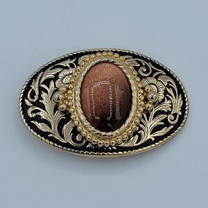 Vintage Belt Buckle With Goldstone Cabachon #1947